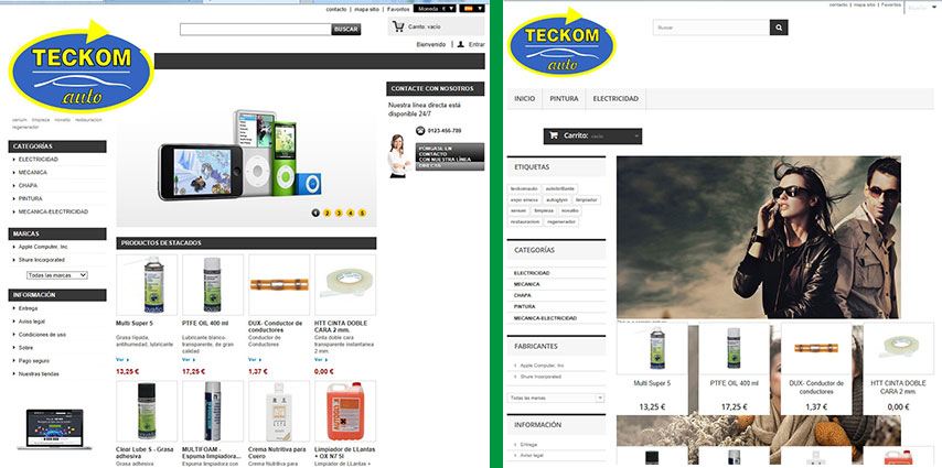 Tienda Antes y Después de Actualizar